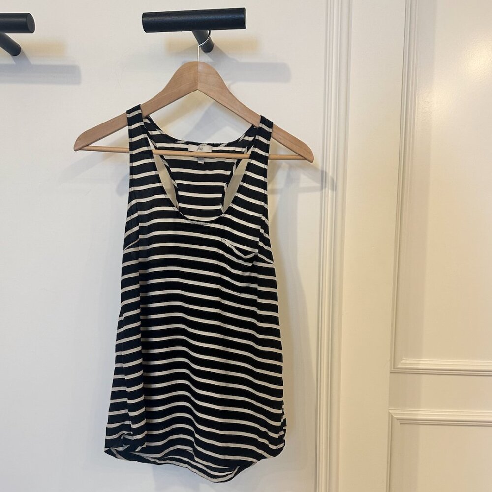 Joie Black and White Striped Racerback Camisole